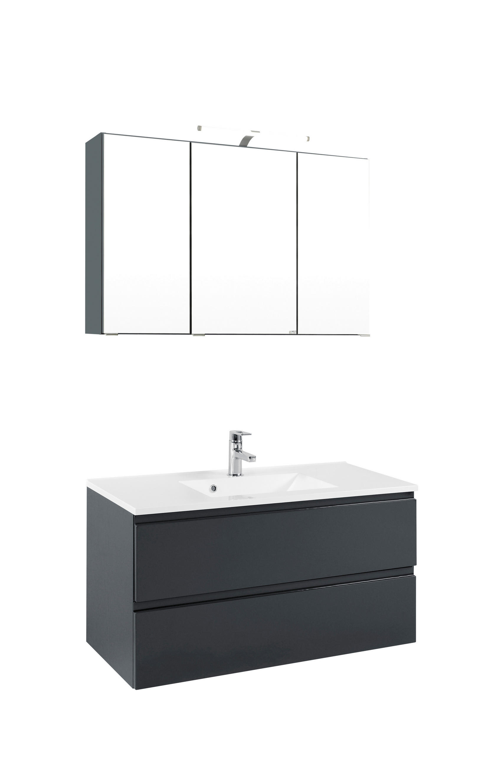 BADEZIMMER in 100 cm - Weiß/Grau, Design, Holzwerkstoff/Stein (100cm) - Held