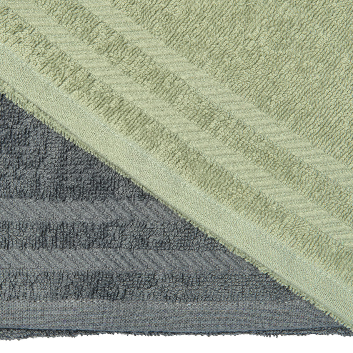 FROTTIERSET Santo Grau, Grün 6-teilig  - Grau/Grün, Basics, Textil - Esposa