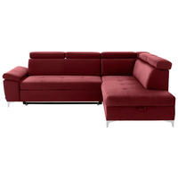 ECKSOFA  in Samt Bordeaux  - Chromfarben/Bordeaux, KONVENTIONELL, Textil/Metall (271/206cm) - Carryhome