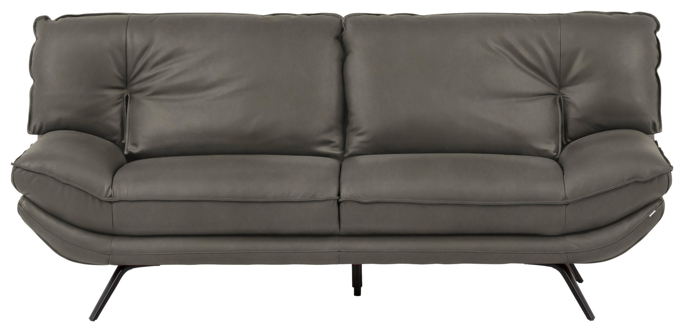 2,5-SITZER in Echtleder Grau - Schwarz/Grau, Design, Leder/Metall (206/94/95cm) - Celina