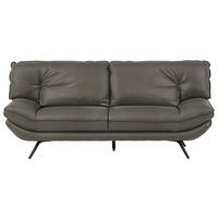 2,5-SITZER in Echtleder Grau  - Schwarz/Grau, Design, Leder/Metall (206/94/95cm) - Celina