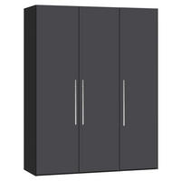 DREHTÜRENSCHRANK 152/215/59 cm 3-türig Anthrazit, Schwarz  - Edelstahlfarben/Anthrazit, Design, Holzwerkstoff (152/215/59cm) - Boxxx