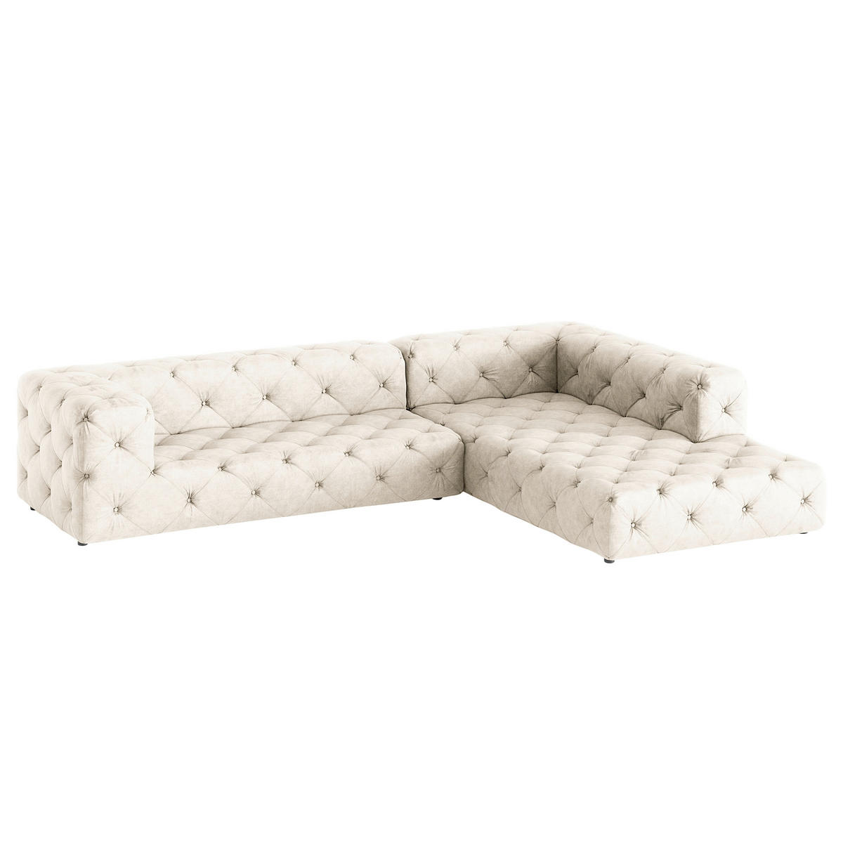 ECKSOFA Mikrofaser Creme  - Creme/Schwarz, Design, Kunststoff/Textil (325/228cm) - P & B