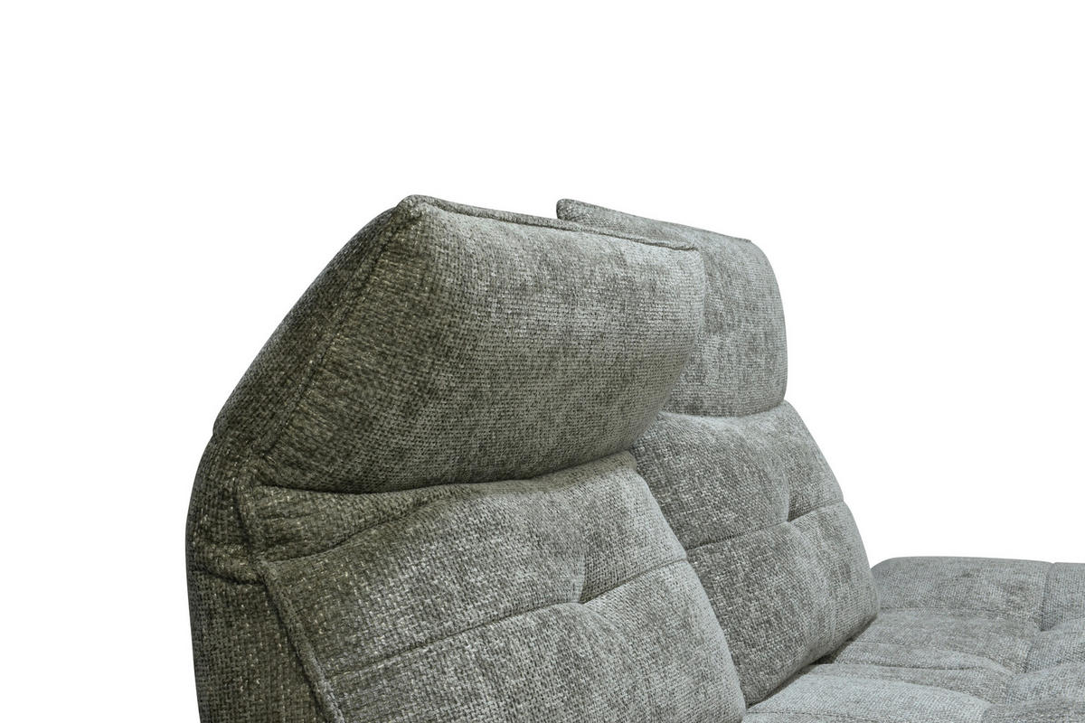Sofa inkl. Funktionen Chenille Grau  - Schwarz/Grau, Design, Textil/Metall (230/100/100-120cm) - Celina Home