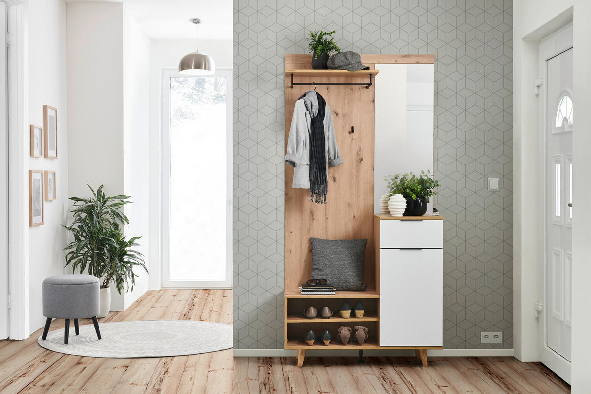 GARDEROBE 5-teilig  in 100/204/40 cm  - Weiß/Eiche Artisan, KONVENTIONELL, Holzwerkstoff (100/204/40cm) - home24