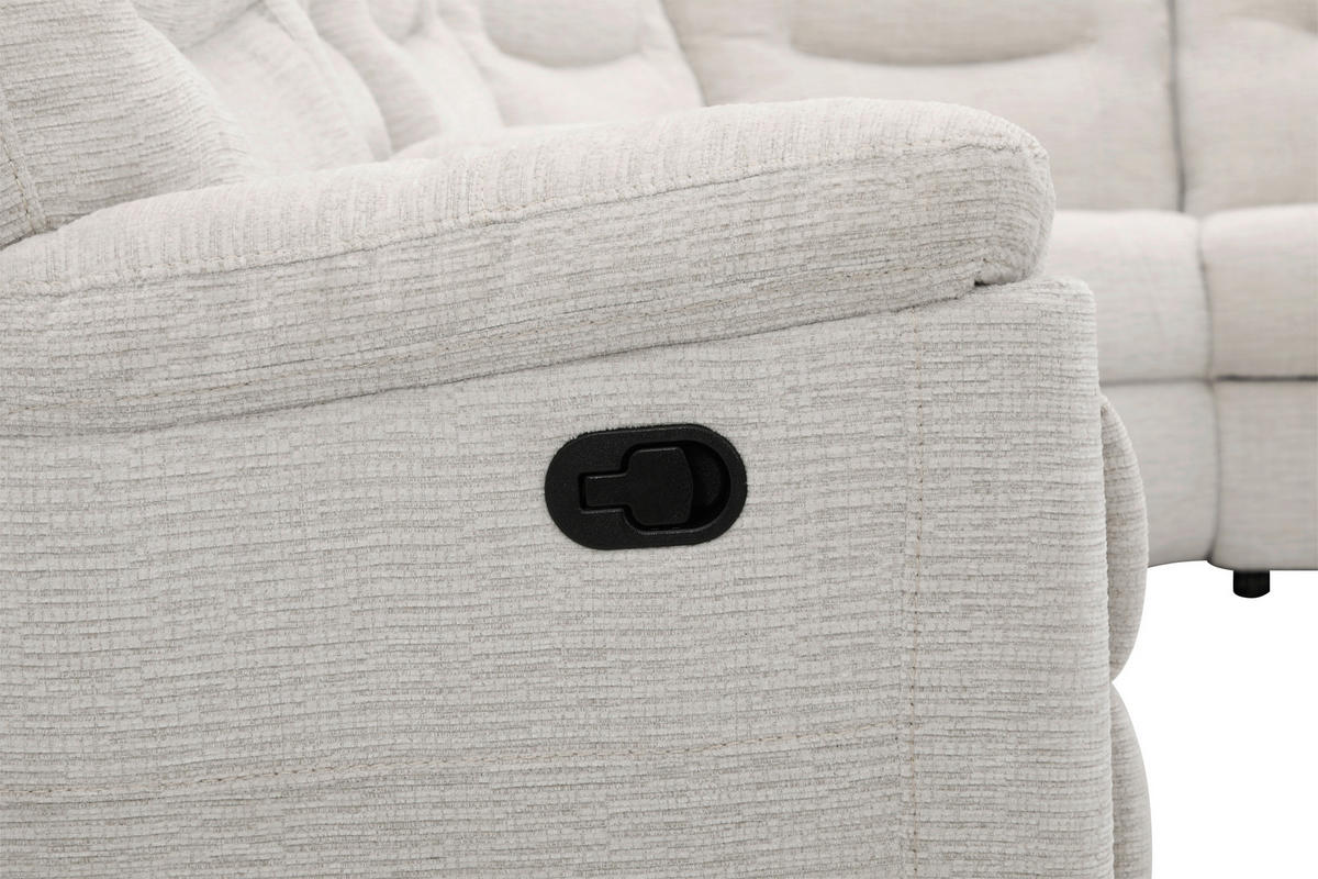 ECKSOFA Weiß Leinenoptik  - Schwarz/Weiß, KONVENTIONELL, Holz/Kunststoff (286/101/338cm) - Livetastic