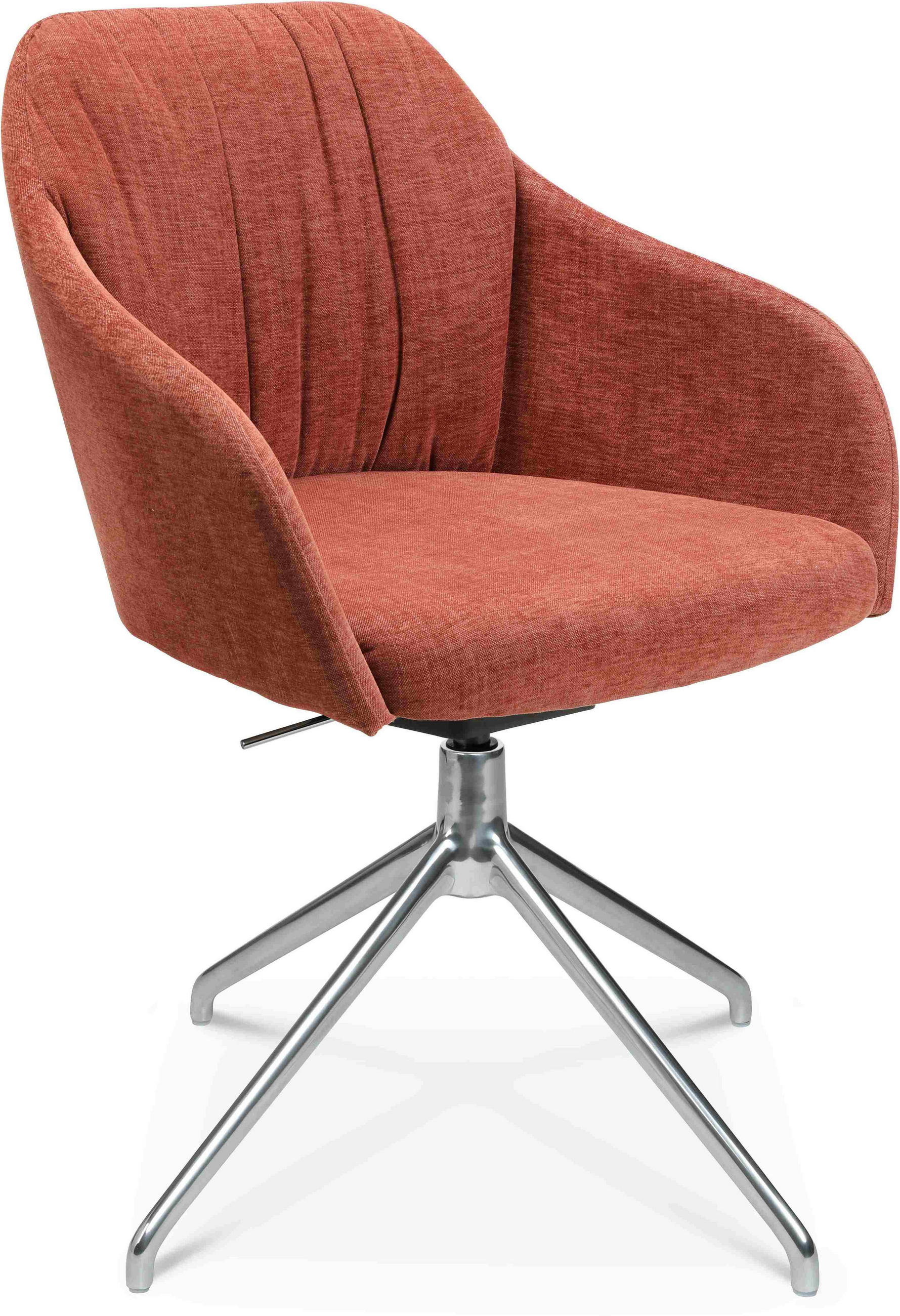 ARMLEHNSTUHL  in Aluminium Velours  - Rot/Alufarben, Design, Textil/Metall (58/81,5-84,5/60cm) - Johann Jakob