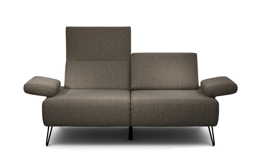 2-SITZER-SOFA Chenille Braun  - Schwarz/Braun, Design, Textil/Metall (164-194/85/86-94cm) - SENSOO
