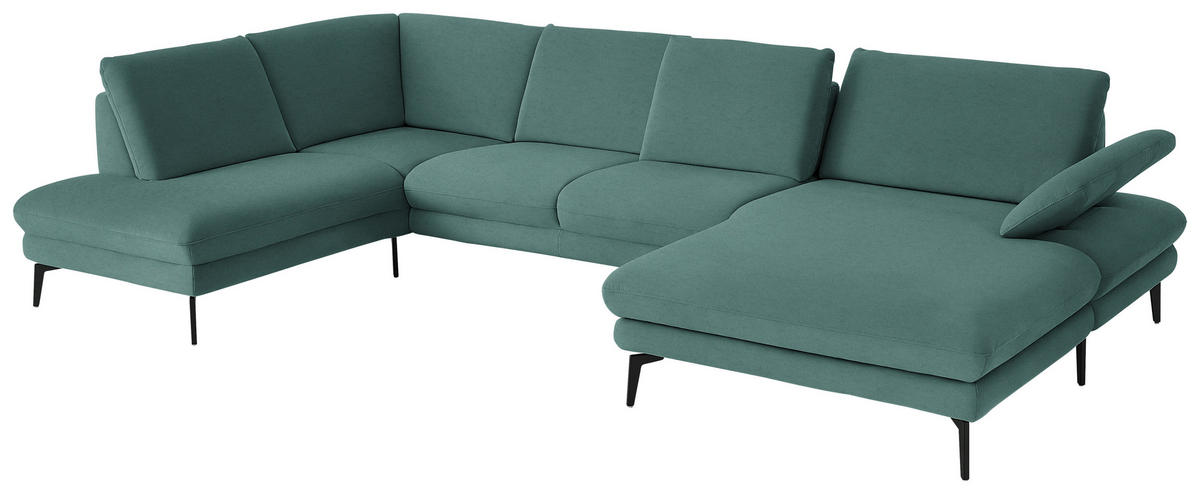 WOHNLANDSCHAFT  in Chenille, Flachgewebe Opal  - Opal/Schwarz, Design, Textil/Metall (208/344/180cm) - Dieter Knoll