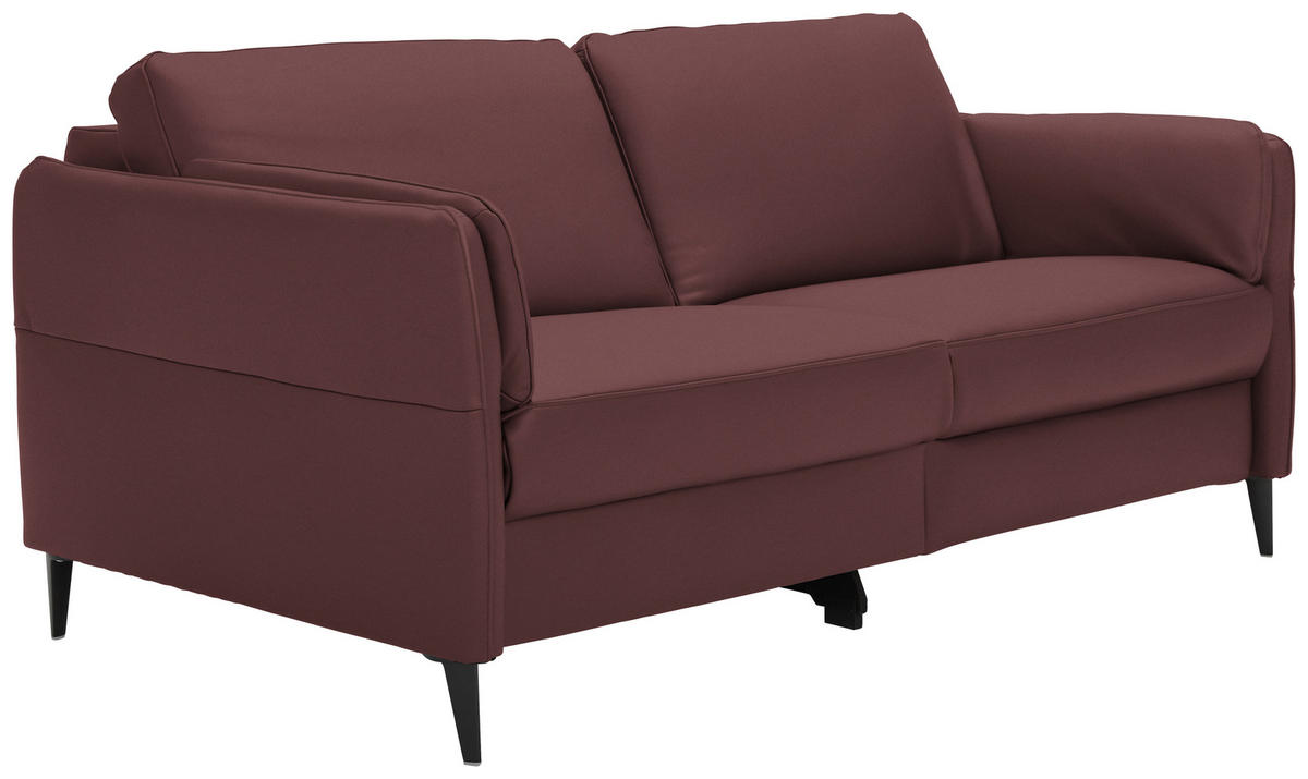 3-SITZER-SOFA in Echtleder Weinrot  - Weinrot/Schwarz, Design, Leder/Metall (190/84/99cm) - Dieter Knoll
