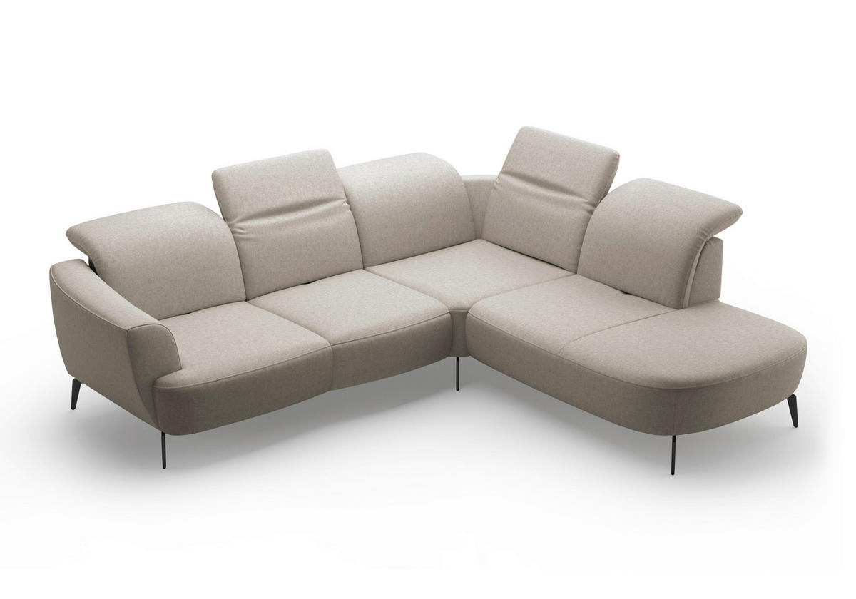 ECKSOFA in Flachgewebe Taupe  300/267 cm  - Taupe/Schwarz, KONVENTIONELL, Textil/Metall (300/267cm) - Sit & More