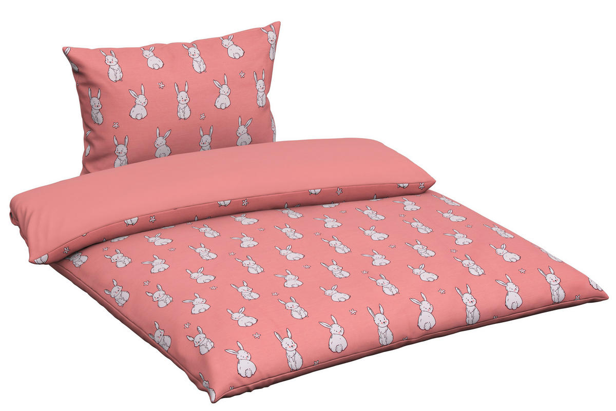 DETSKÉ OBLIEČKY SO ZAJAČIKMI 100/135 cm  - pink, Basics, textil (100/135cm) - Avelia