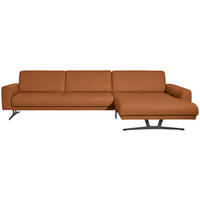 ECKSOFA in Echtleder Cognac  - Cognac/Anthrazit, Konventionell, Leder/Metall (324/179cm) - Johann Jakob
