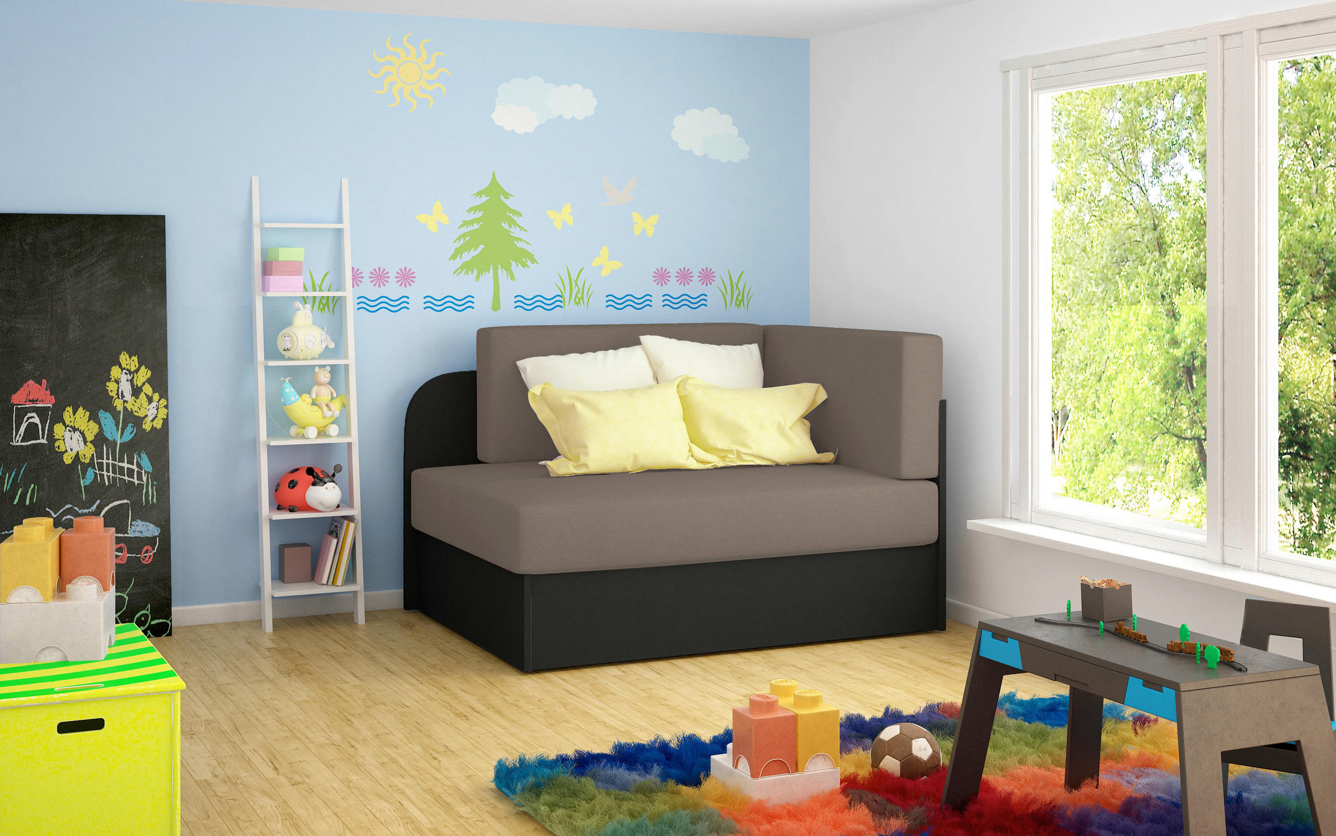 JUGEND- UND KINDERSOFA  mit Mikrovelours Grau, Schwarz  - Schwarz/Grau, Design, Kunststoff/Textil (104/60/75cm) - MID.YOU