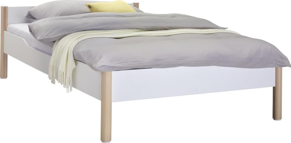 BETT 140/200 cm Weiß, Birkefarben von PAIDI