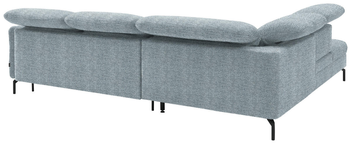 ECKSOFA in Flachgewebe Hellblau  - Schwarz/Hellblau, Design, Textil/Metall (233/299-313cm) - Dieter Knoll
