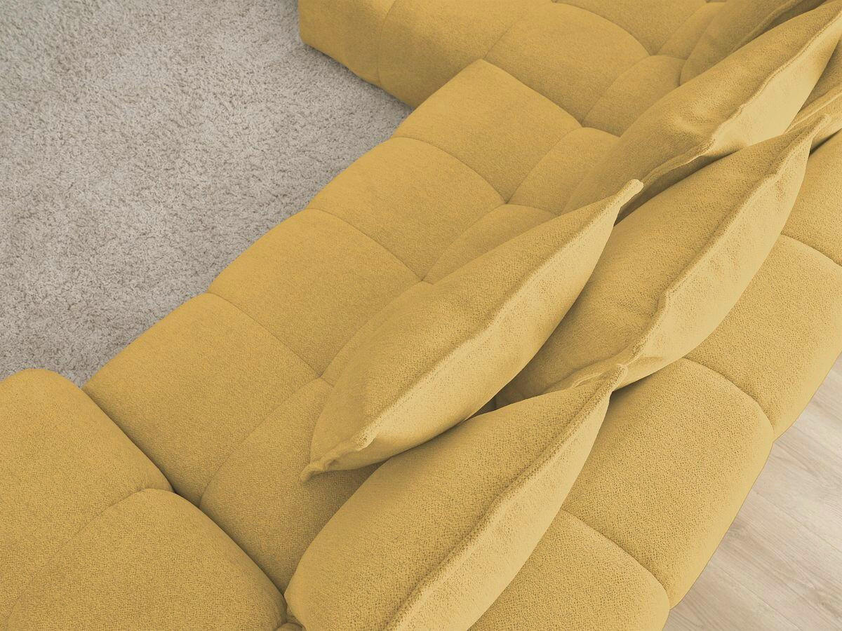 ECKSCHLAFSOFA EVEREST  mit Rücken echt, Armteil links, Armteil rechts Flachgewebe Gelb  - Gelb/Schwarz, MODERN, Kunststoff/Textil (180/318cm) - Livetastic