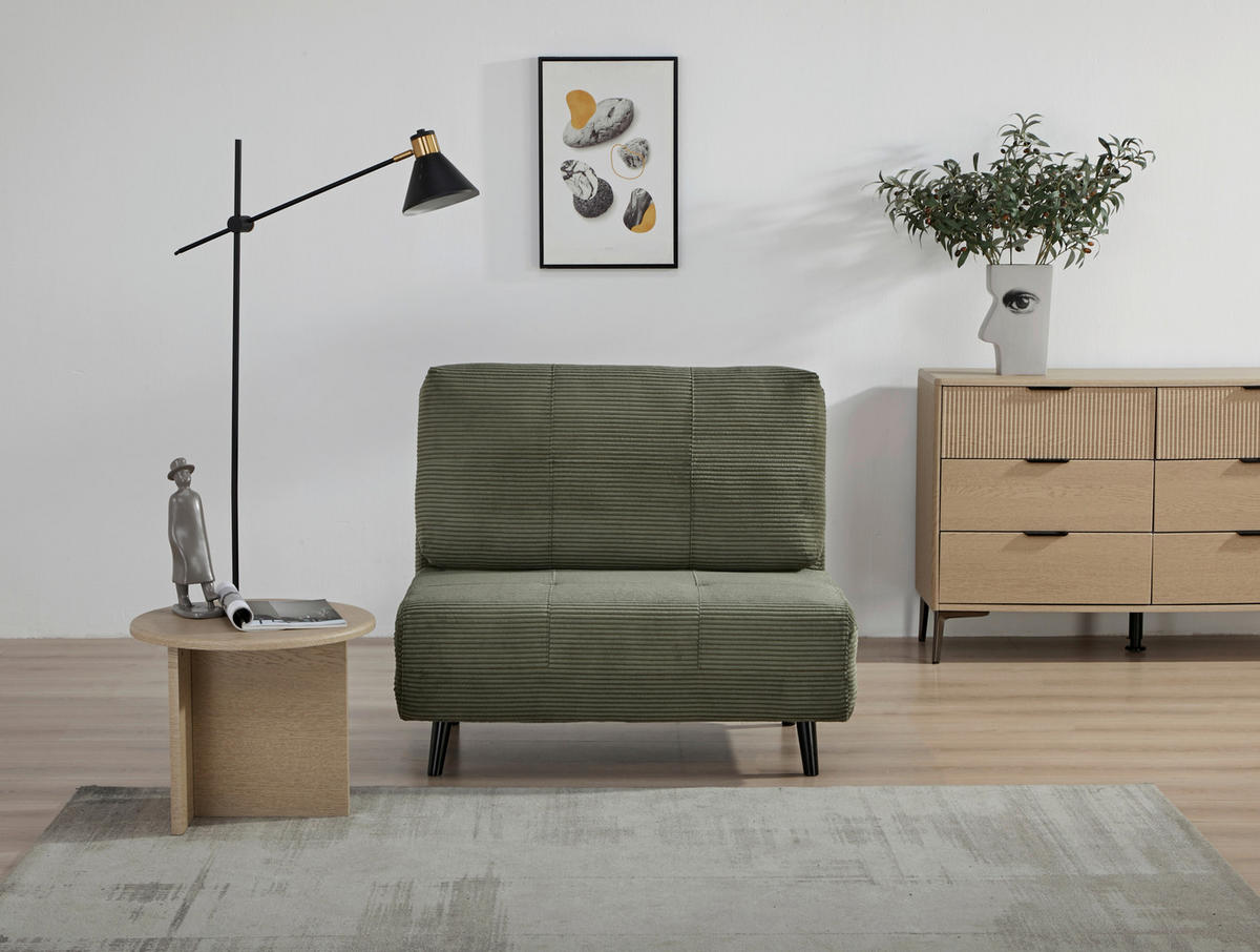 SCHLAFSESSEL Cord Grün    - Schwarz/Grün, Design, Holz/Textil (100/82/91cm) - Ti'me