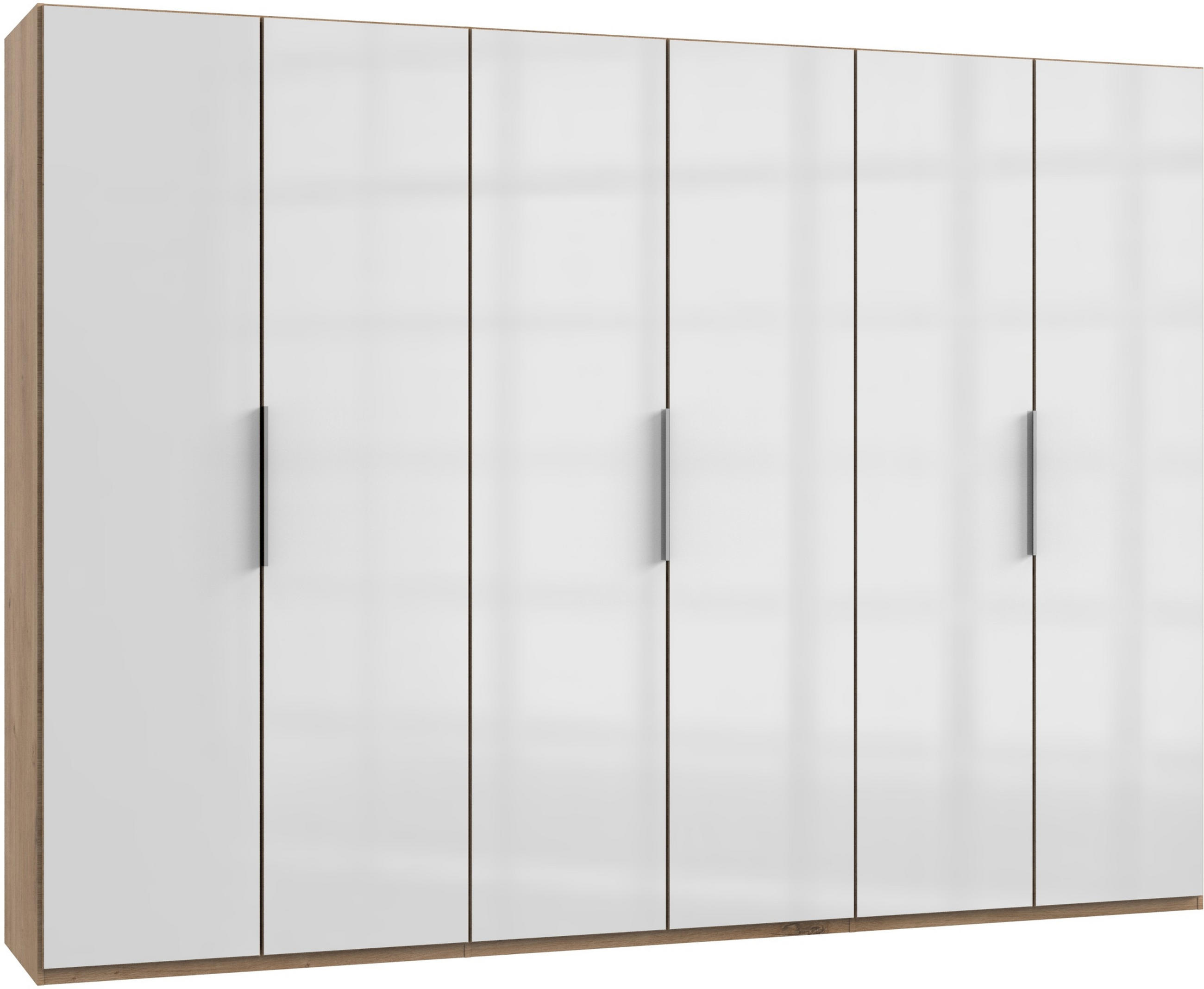 Drehtürenschrank 300cm Level, Weiß/Eiche Dekor