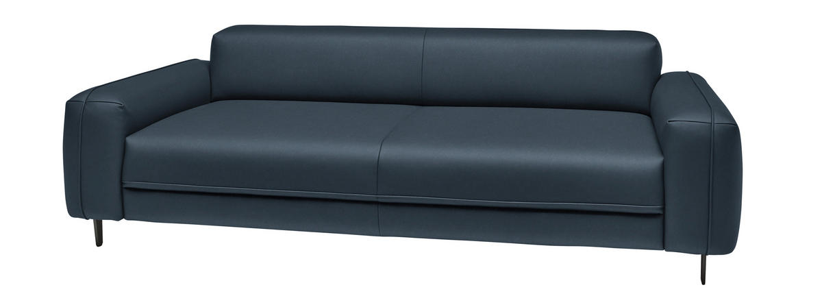 3-SITZER-SOFA  in Echtleder Blau   - Blau/Anthrazit, Design, Leder/Metall (230/70/109cm) - Johann Jakob