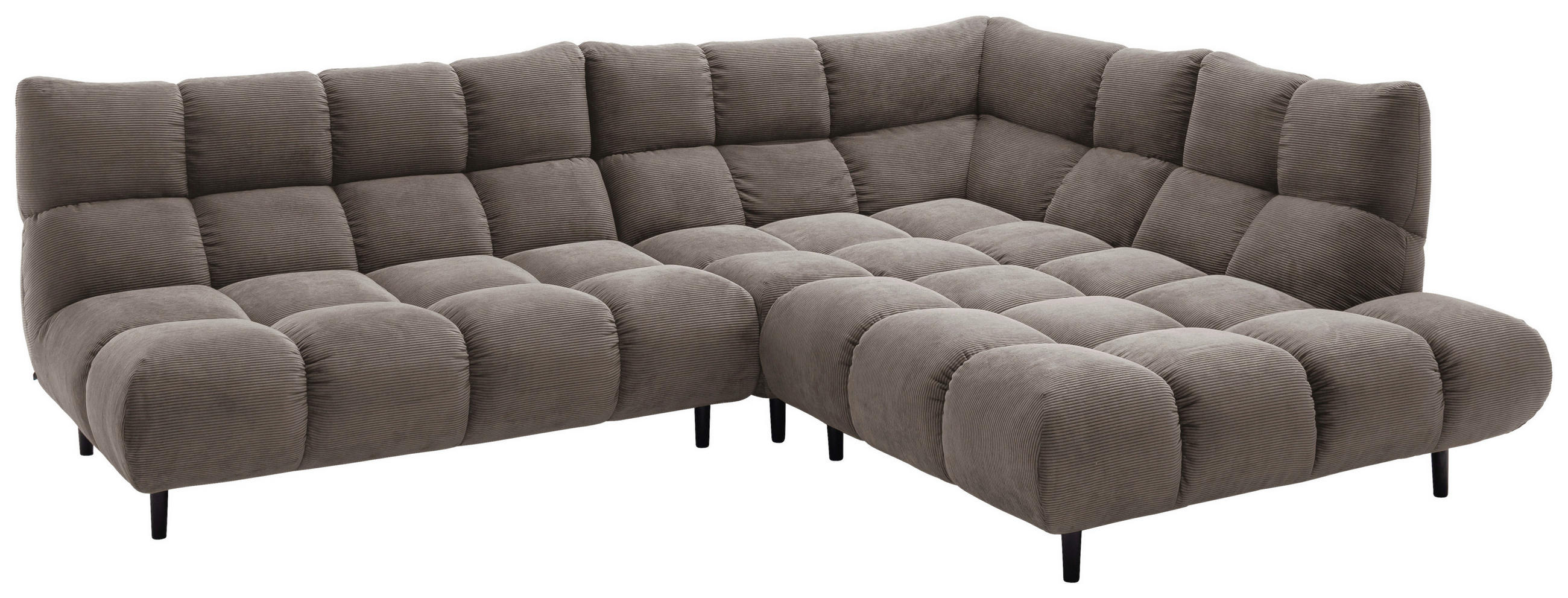 ECKSOFA Ottomane rechts, Eckteil  Taupe Feincord  - Taupe/Schwarz, Design, Holz/Textil (288/215cm) - Pure Home Lifestyle