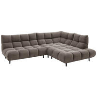 ECKSOFA Ottomane rechts, Eckteil  Taupe Feincord  - Taupe/Schwarz, Design, Holz/Textil (288/215cm) - Pure Home Lifestyle