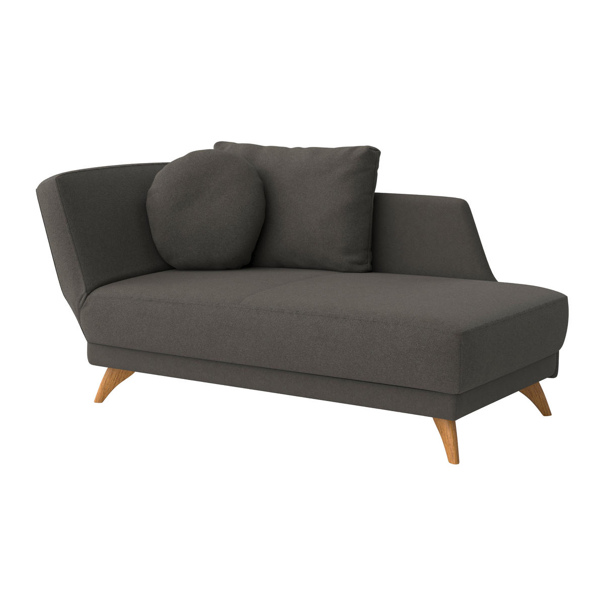 RÉCAMIERE in Flachgewebe Anthrazit  - Eichefarben/Anthrazit, Modern, Holz/Textil (205/74/94cm) - Bali