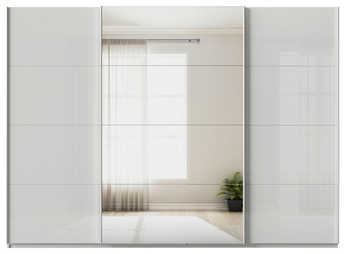 SCHWEBETÜRENSCHRANK  in Seidengrau  - Seidengrau/Alufarben, KONVENTIONELL, Glas/Holzwerkstoff (315/210/62cm) - Xora
