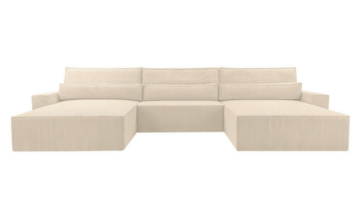 WOHNLANDSCHAFT BRAZIL U in Beige  - Beige/Schwarz, Design, Kunststoff/Textil (200/410/200cm) - MID.YOU