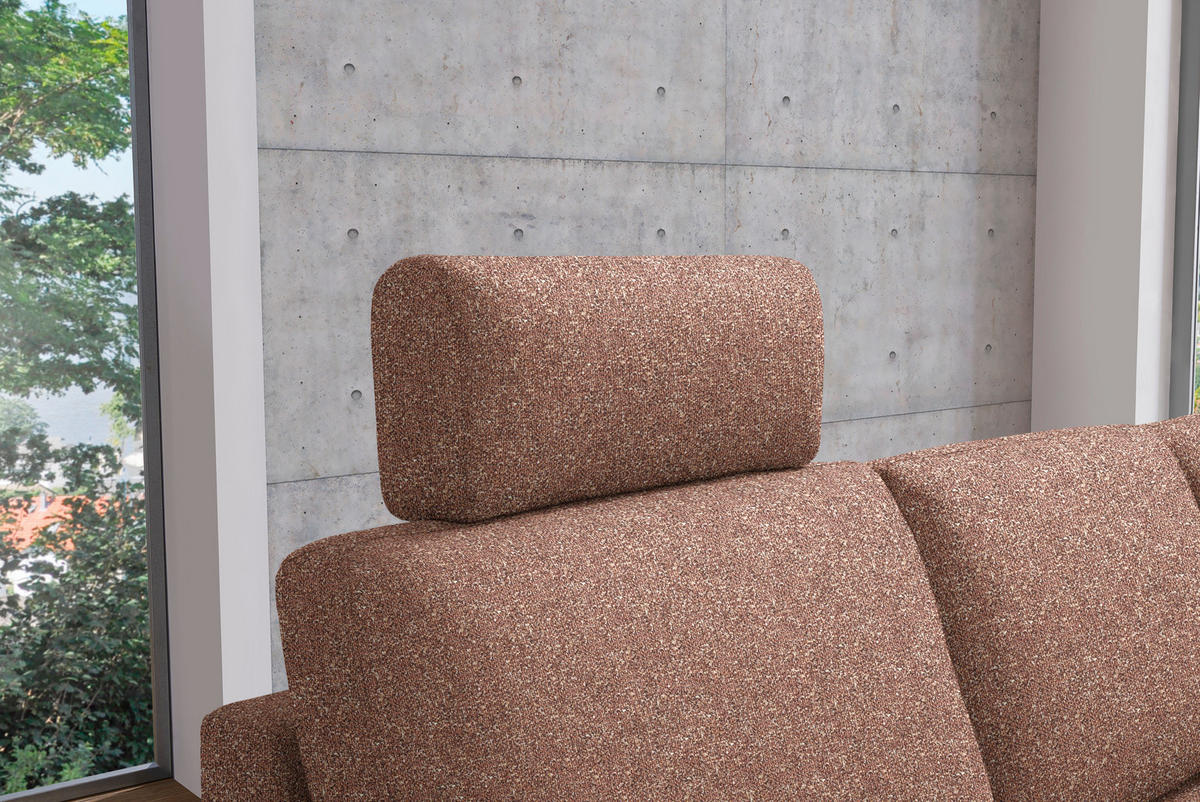 ECKSOFA  in Mikrovelours Terracotta  248/160 cm  - Terracotta/Alufarben, Design, Textil/Metall (248/160cm) - Sedda