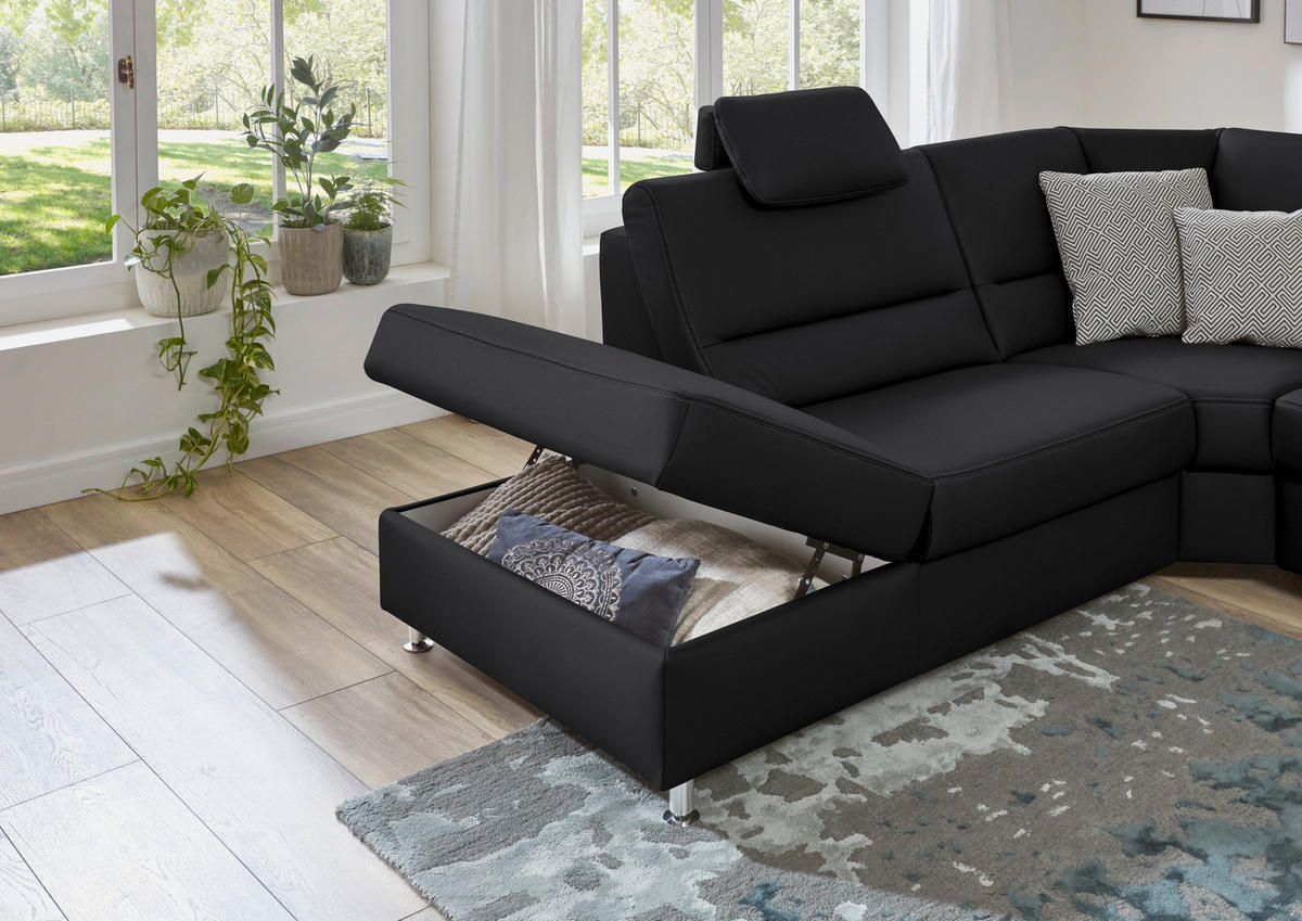 ECKSOFA in Echtleder Anthrazit  - Anthrazit/Beige, Design, Leder/Metall (249/288cm) - Beldomo Premium