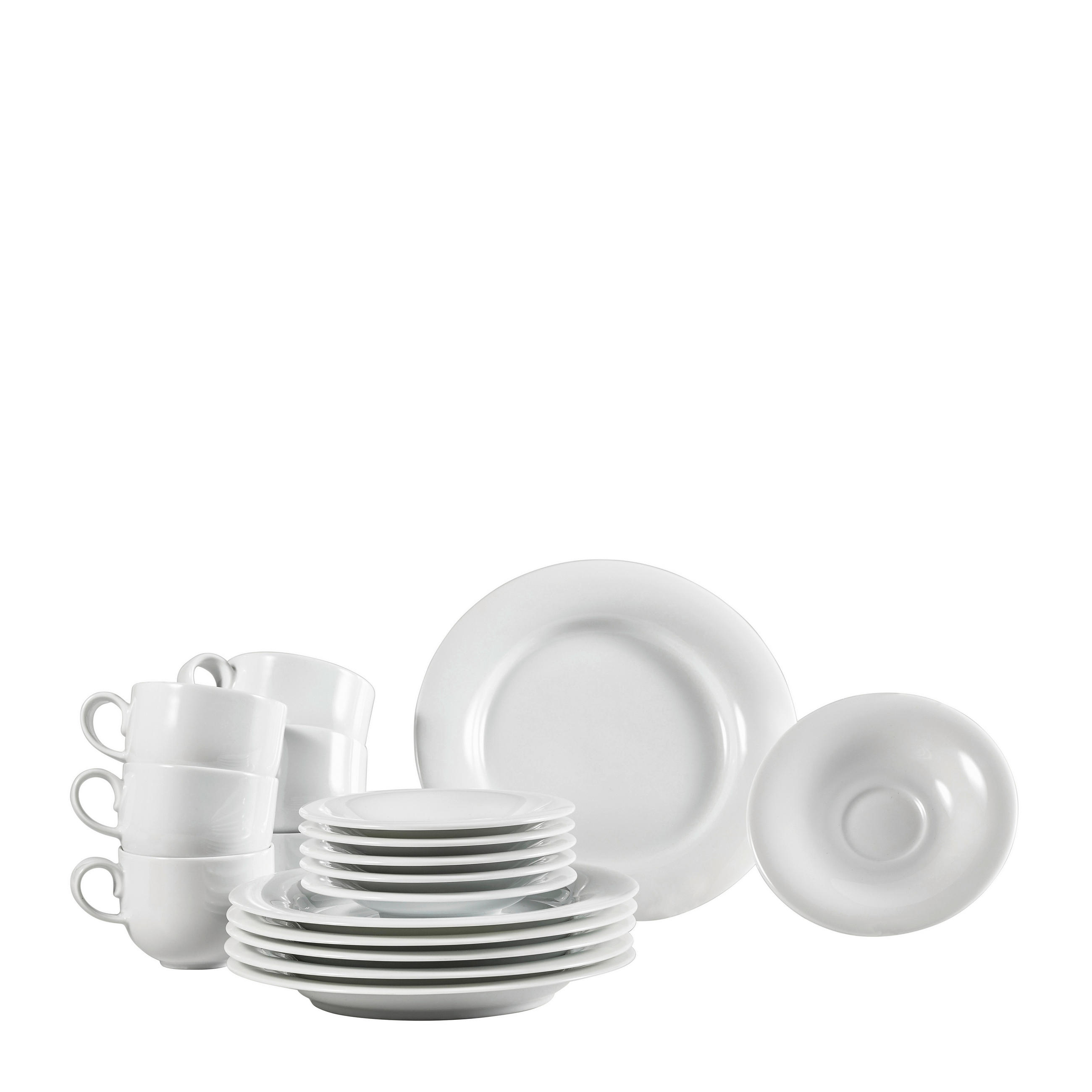 KÁVOVÁ SOUPRAVA, 18dílné, porcelán - bílá, Basics, keramika - Novel