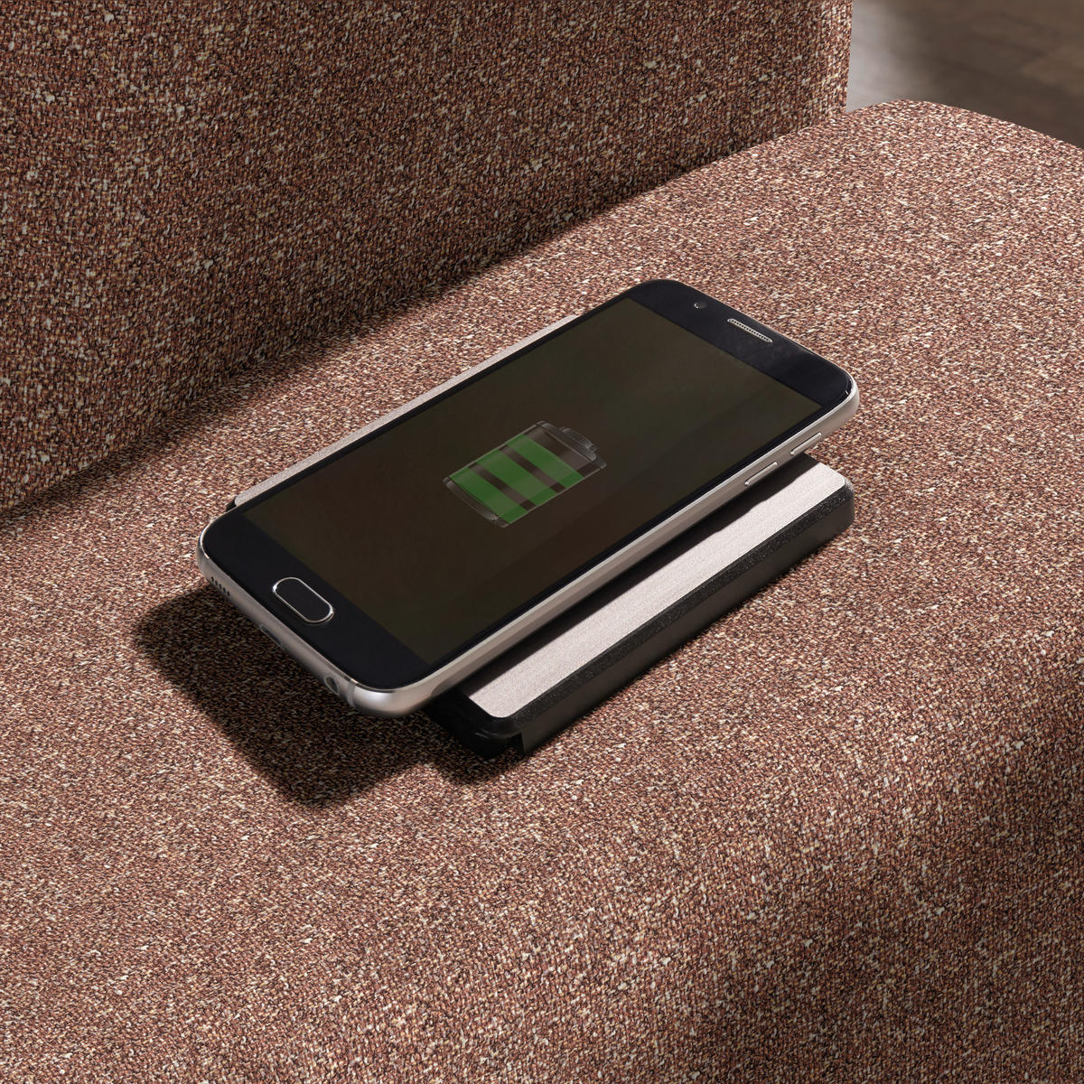 ECKSOFA  in Mikrovelours Terracotta  288/205 cm  - Terracotta/Alufarben, Design, Textil (288/205cm) - Sedda