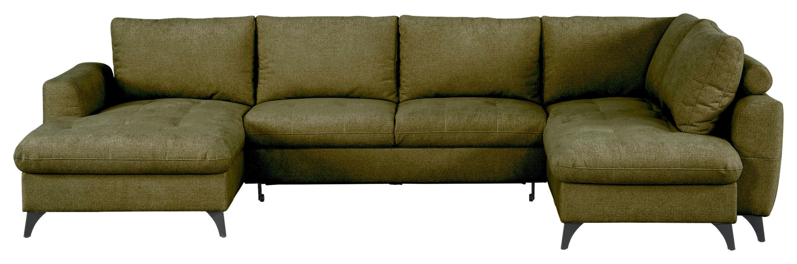 WOHNLANDSCHAFT Grün Chenille  - Schwarz/Grün, KONVENTIONELL, Textil/Metall (160/340/188cm) - Xora