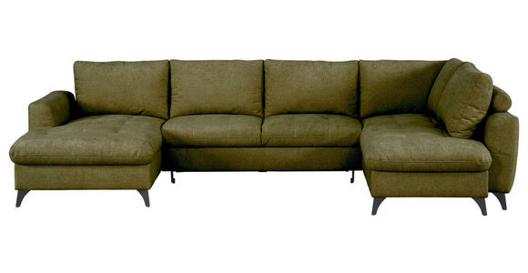 WOHNLANDSCHAFT Grün Chenille  - Schwarz/Grün, KONVENTIONELL, Textil/Metall (160/340/188cm) - Xora