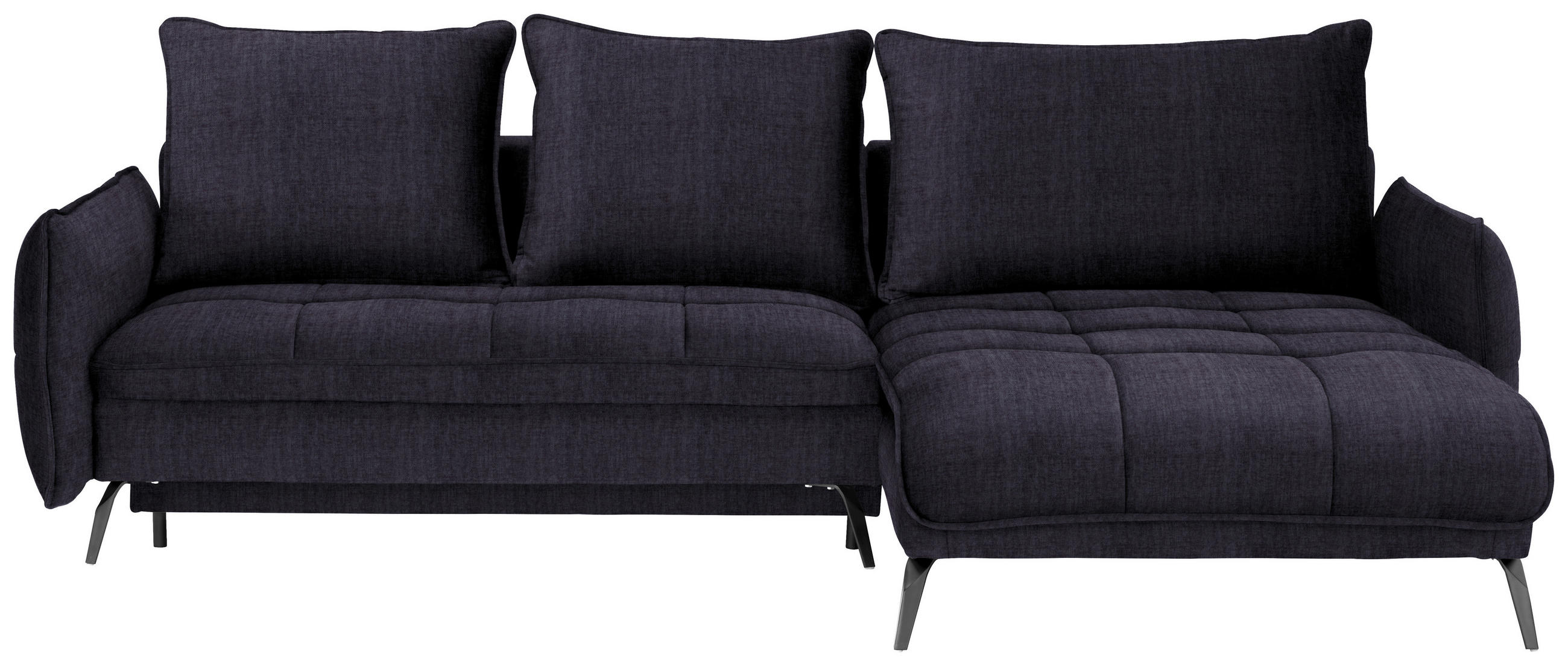 ECKSOFA in Flachgewebe Schwarz  - Schwarz, Design, Textil/Metall (273/180cm) - Hom`in