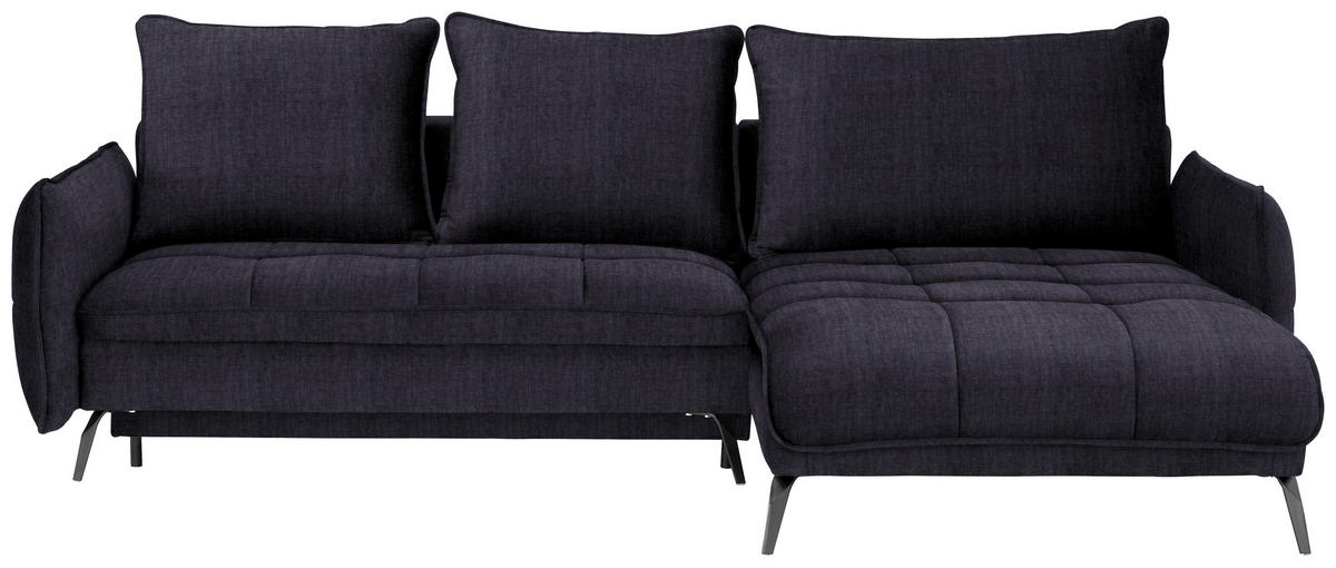 ECKSOFA in Flachgewebe Schwarz  - Schwarz, Design, Textil/Metall (273/180cm) - Hom`in