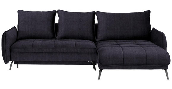 ECKSOFA in Flachgewebe Schwarz  - Schwarz, Design, Textil/Metall (273/180cm) - Hom`in