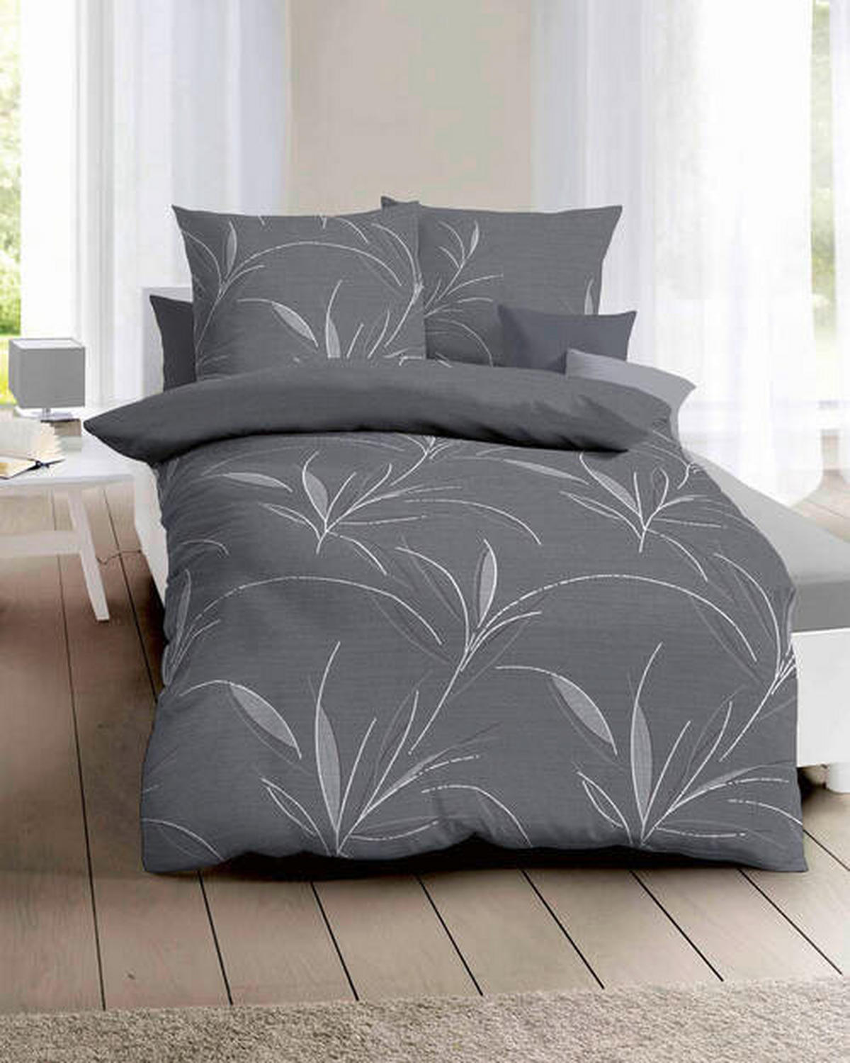 POSTELJINA Organic 200/200 cm makosaten siva  - siva, Konvencionalno, tekstil (200/200cm) - Kaeppel