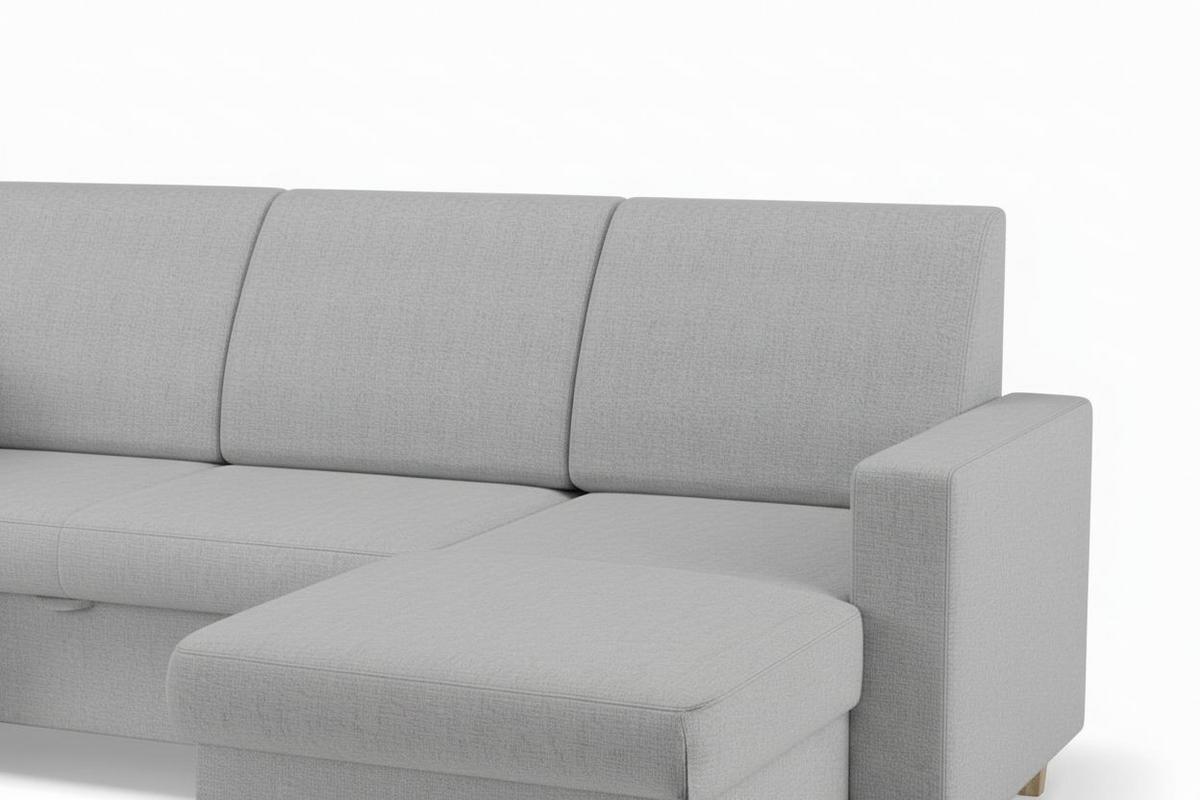 WOHNLANDSCHAFT NIKAS in Bouclé Grau  - Buchefarben/Grau, Design, Holz/Holzwerkstoff (310/198/145cm) - MID.YOU