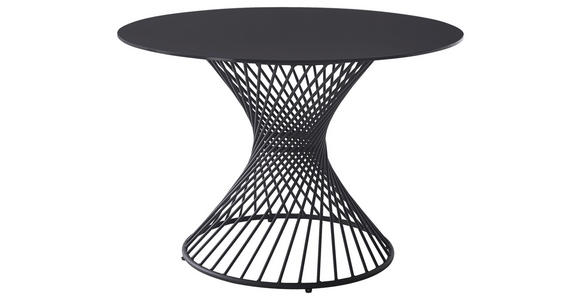 ESSTISCH in Metall, Glas 110/110/76 cm  - Schwarz, Design, Glas/Metall (110/110/76cm) - Ambia Home