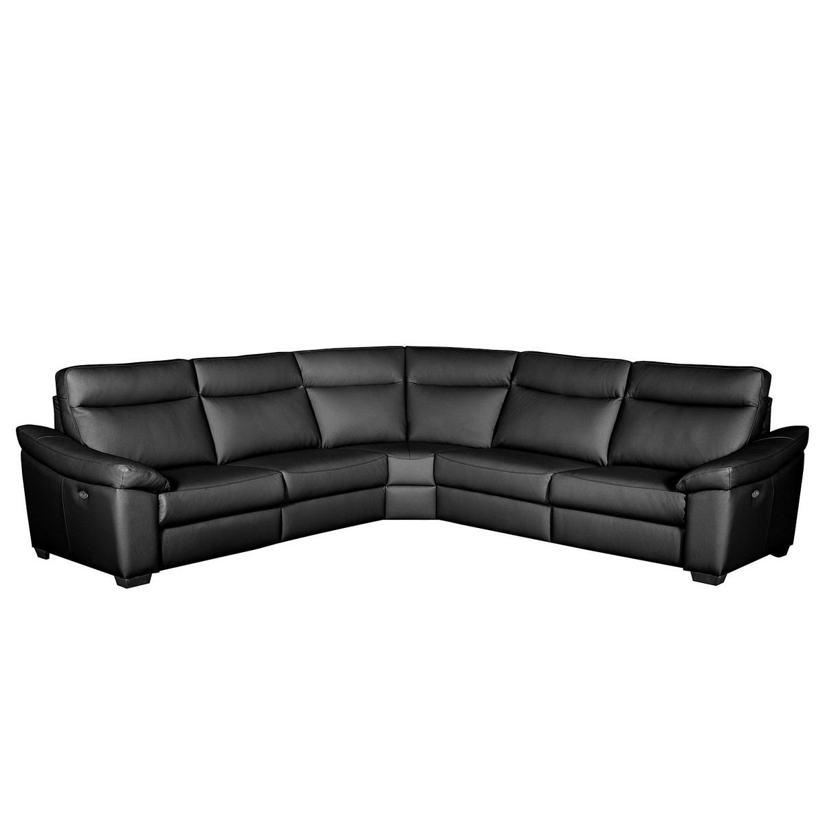 ECKSOFA Schwarz Echtleder  - Schwarz, Design, Leder/Holz (299/299cm) - Livetastic