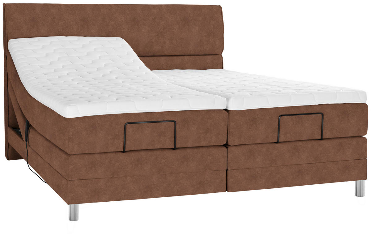 BOXSPRINGBETT 180/200 cm  in Cognac  - Chromfarben/Cognac, Konventionell, Kunststoff/Textil (180/200cm) - Voleo