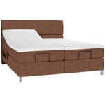 BOXSPRINGBETT 180/200 cm  in Cognac  - Chromfarben/Cognac, KONVENTIONELL, Kunststoff/Textil (180/200cm) - Voleo