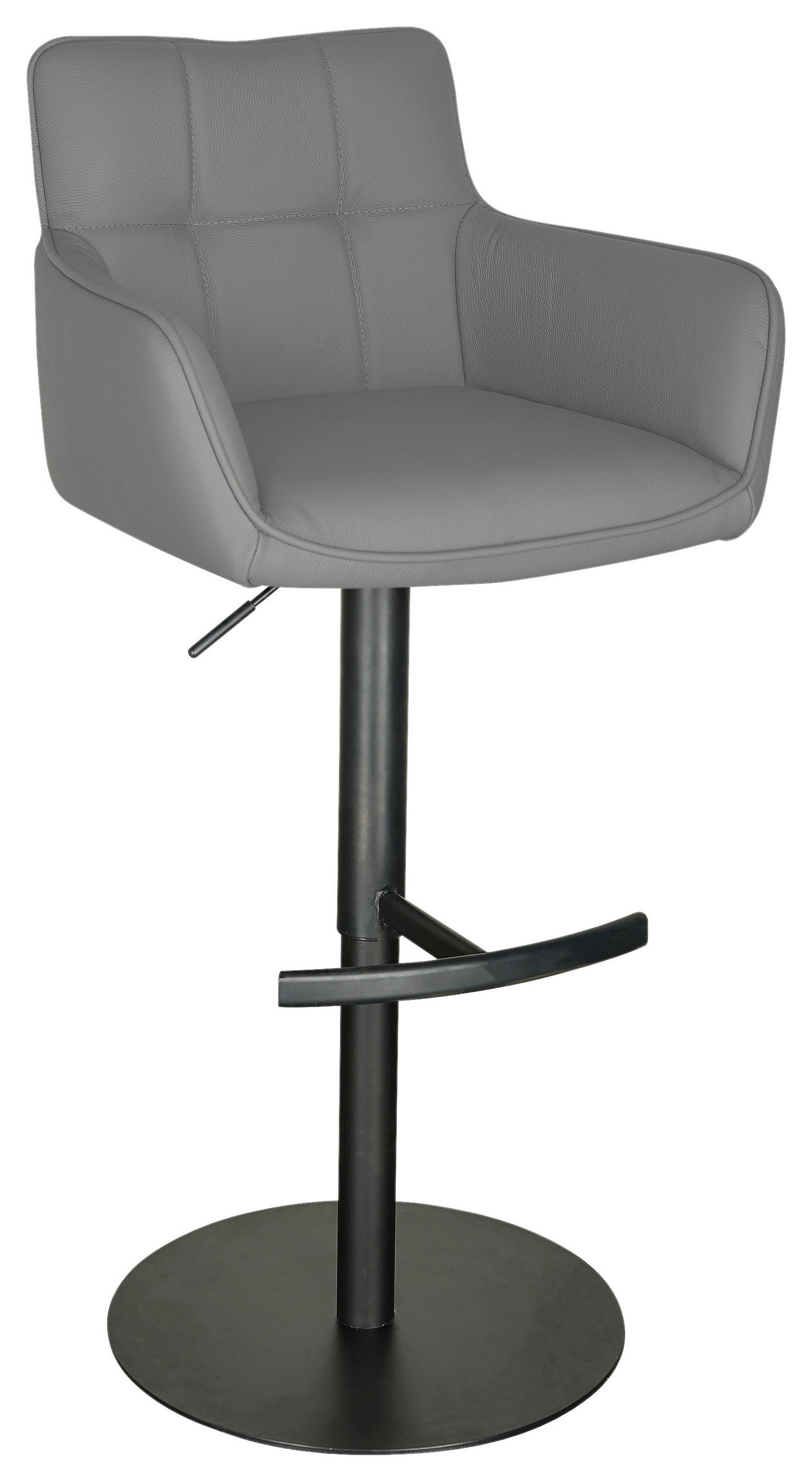 BARHOCKER in Grau, Schwarz  - Schwarz/Grau, MODERN, Leder/Metall (54,5/90/112/51,5cm) - Livetastic