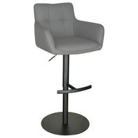 BARHOCKER in Grau, Schwarz  - Schwarz/Grau, MODERN, Leder/Metall (54,5/90/112/51,5cm) - Livetastic