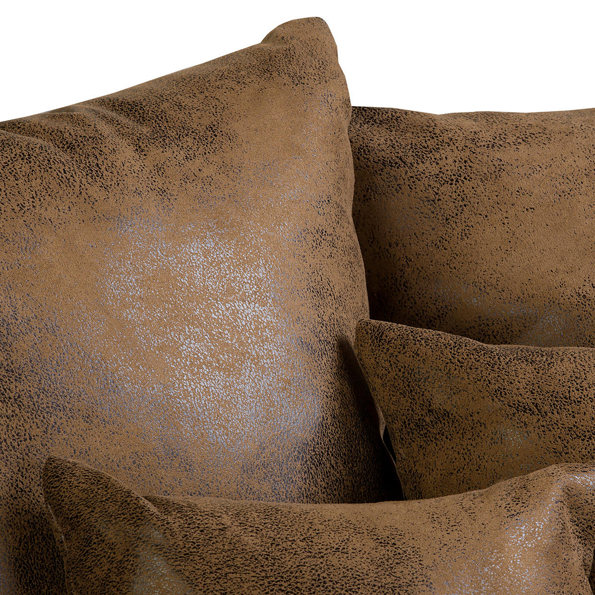 ECKSOFA Naomi in Lederlook Braun Rückenkissen  284/243 cm  - Schwarz/Braun, Design, Kunststoff/Textil (284/243cm) - P & B