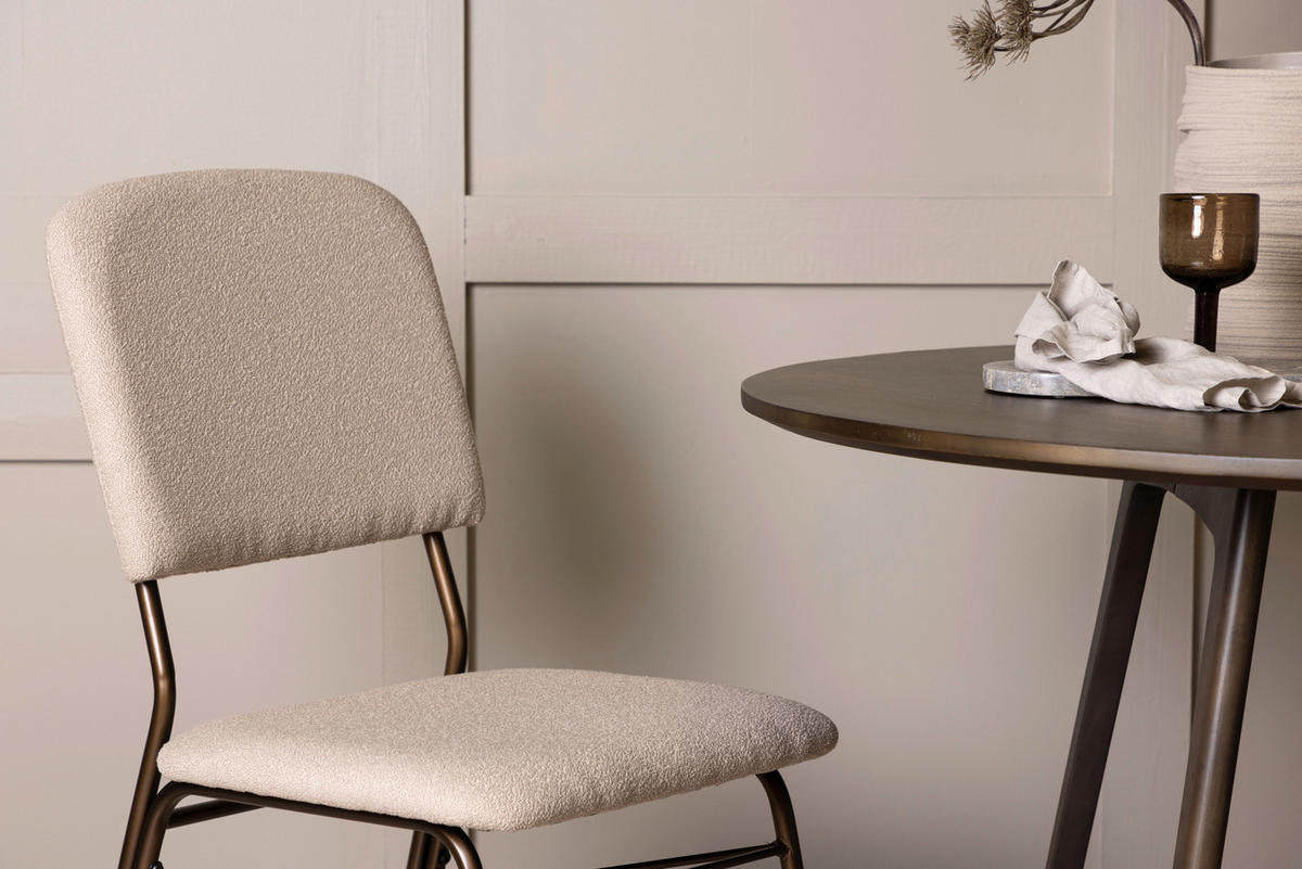 STOLSET 2 styck stål textilväv  - beige/brun, Design, metall/textil (48.5/94/56cm) - Livetastic
