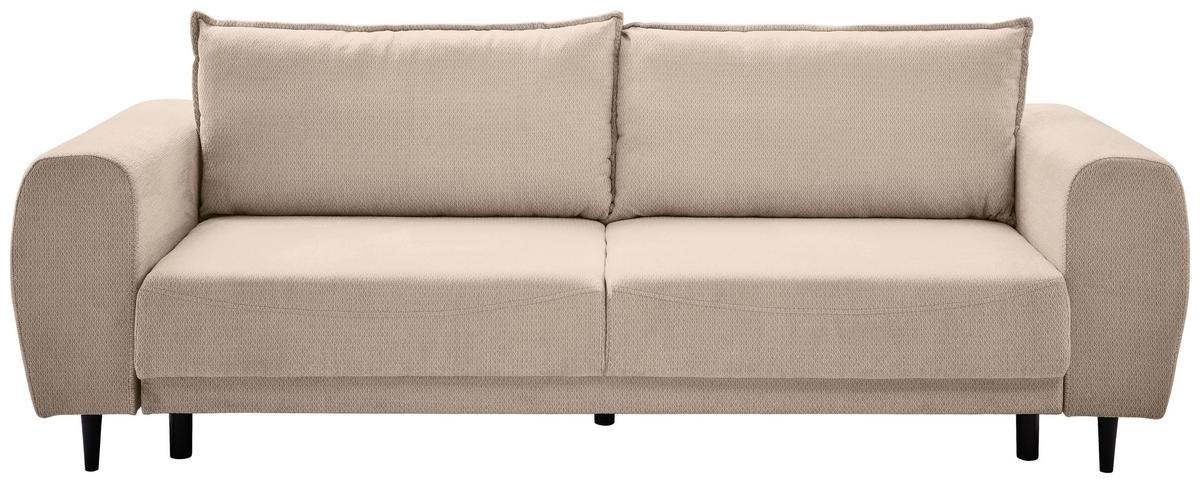 SCHLAFSOFA in Chenille Beige  - Beige/Schwarz, Konventionell, Holz/Textil (245/85/92cm) - Livetastic