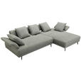 ECKSOFA in Mikrofaser Hellgrau  282/171 cm  - Hellgrau/Schwarz, Design, Textil/Metall (282/171cm) - Hom`in